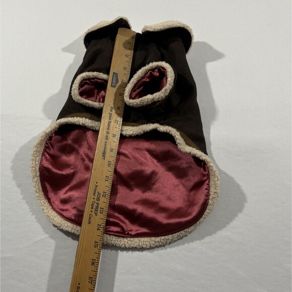 Woolrich Pet Dog Vest Jacket Coat Brown Outdoor Faux Sherpa Fleece Poly Sz M - Picture 4 of 8